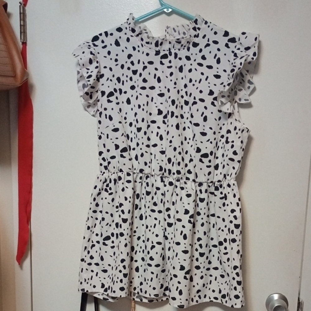 Black and White Ruffle Sleeve Dress